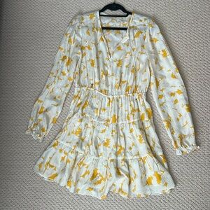 Marie Oliver White & Yellow Long Sleeve Dress